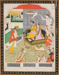 Le Maharaja Gulab Singh vénérant Rama et Sita-Inde, Malwa, XIXe siècle.-img1