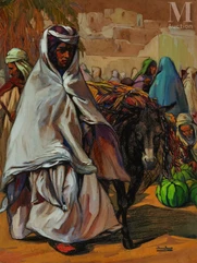 Yvonne KLEISS- HERZIG (Algérie, 1895 - France, 1968)-Au marché de Bou Saada-img1