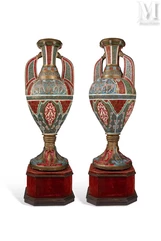 Paire de vases monumentaux dans le style de l'Alhambra-Espagne, Grenade, fin XIXe - début XXe siècle-img1