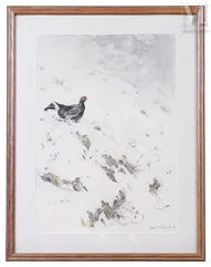 Xavier DE PORET (1894-1975)-Tétras lyre dans la neige-img1